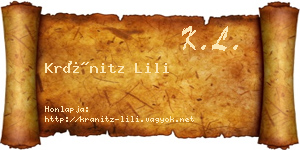 Kránitz Lili névjegykártya